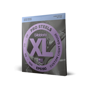 D'Addario EPS190 ProSteels Long Scale Custom Light Bass Guitar Strings, 40-100 - Steel