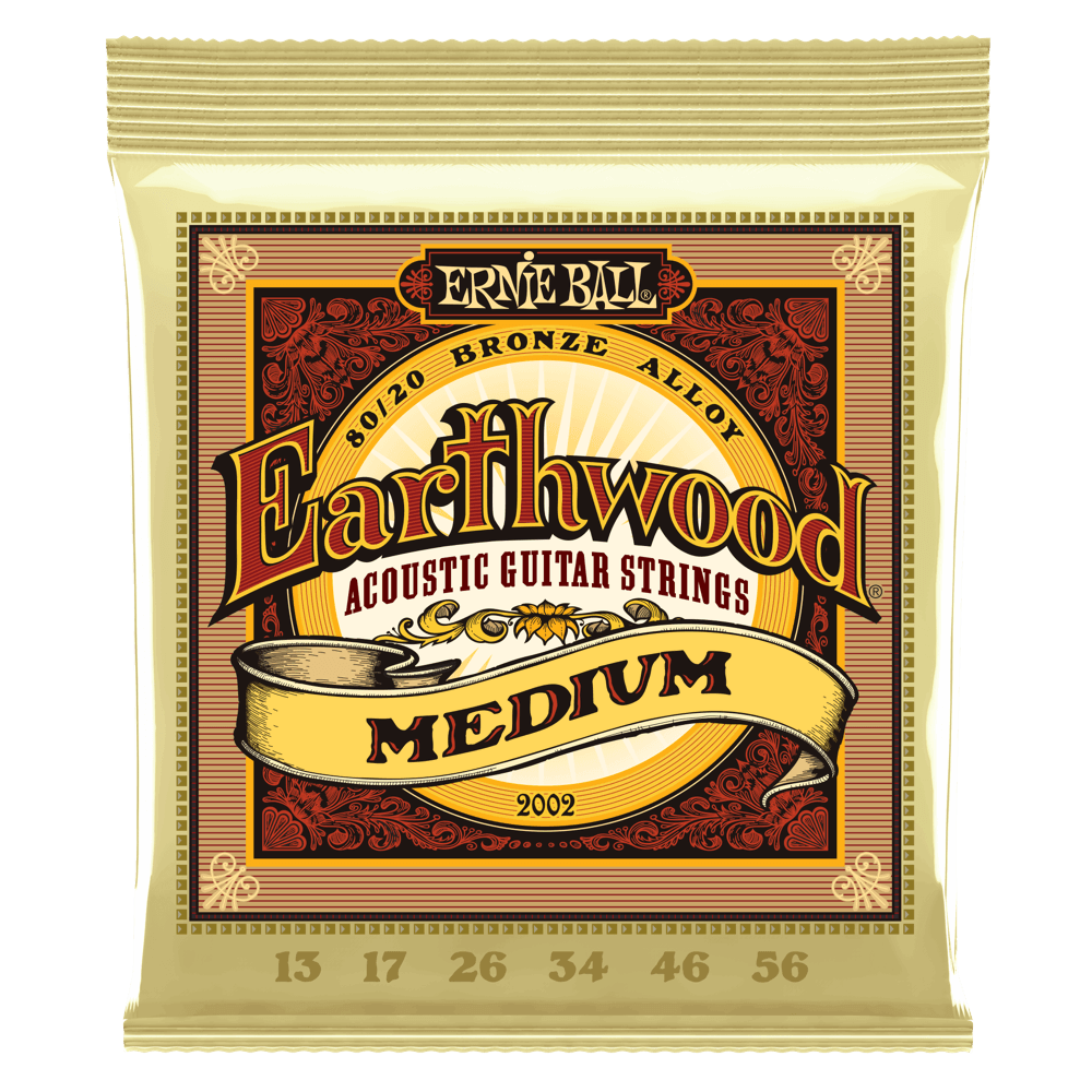 Ernie Ball 2002 Earthwood Medium 80/20 Bronze Acoustic Guitar Strings 13-56