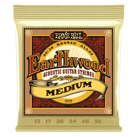 Ernie Ball 2002 Earthwood Medium 80/20 Bronze Acoustic Guitar Strings 13-56
