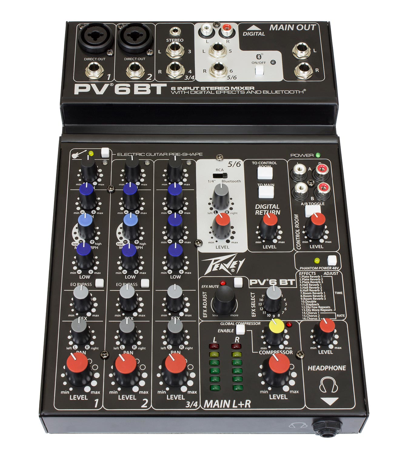 Peavey PV® 6BT Compact Mixer 6 Channel with Bluetooth