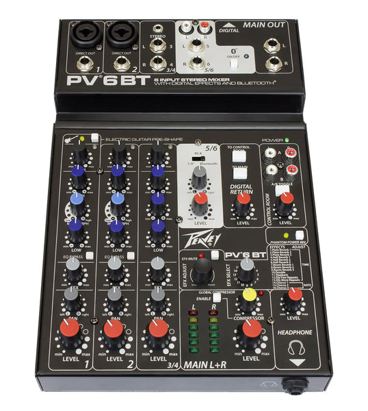 Peavey PV® 6BT Compact Mixer 6 Channel with Bluetooth