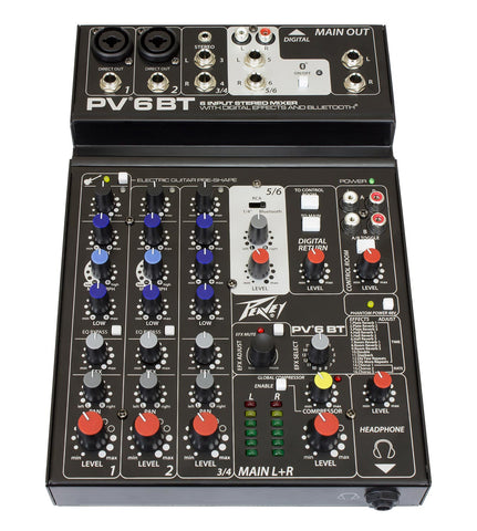 Peavey PV® 6BT Compact Mixer 6 Channel with Bluetooth