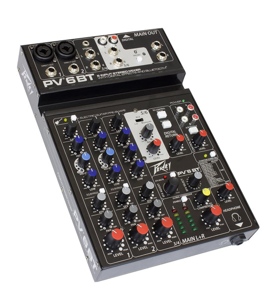 Peavey PV® 6BT Compact Mixer 6 Channel with Bluetooth