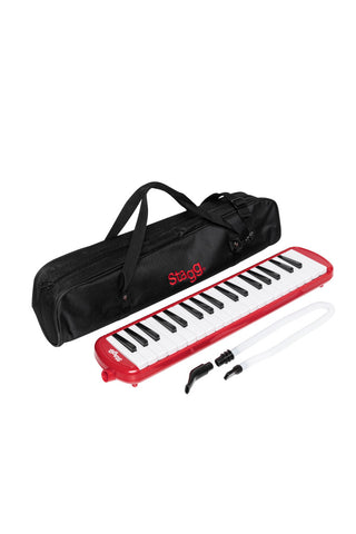 Stagg MELOSTA37RD Red Plastic Melodica with 37 Keys and Black Bag