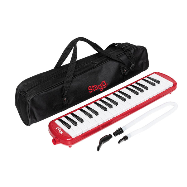 Stagg MELOSTA37RD Red Plastic Melodica with 37 Keys and Black Bag