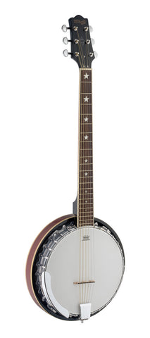 Stagg 6-string Deluxe Bluegrass Banjo with metal pot, guitar headstock & tuning BJM30G