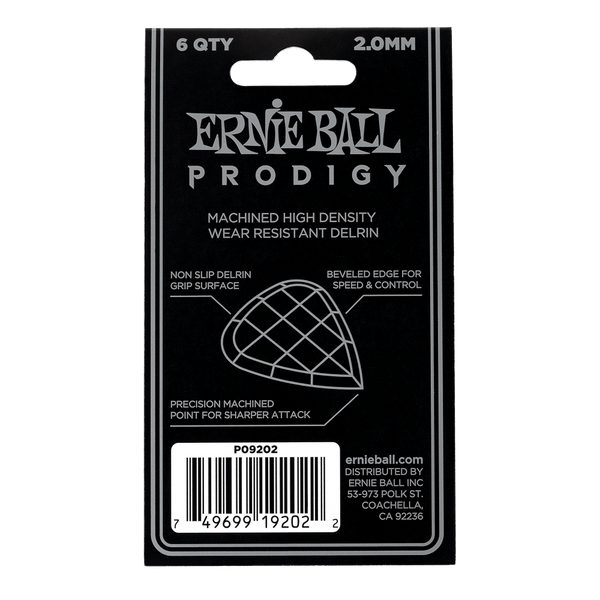 Ernie Ball 9202 2.0MM WHITE STANDARD PRODIGY PICKS 6-PACK