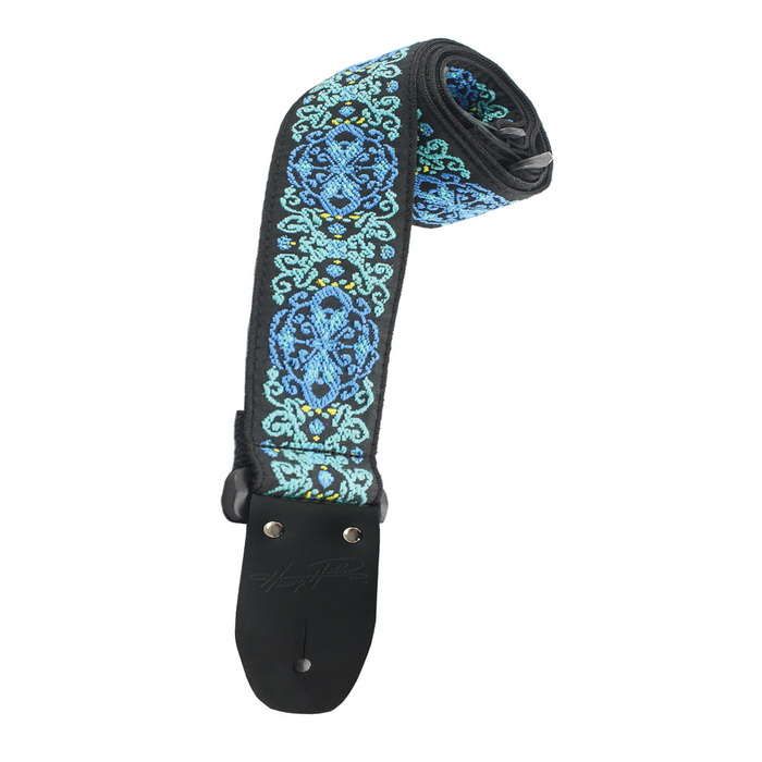 Henry Heller HJQ2-45 2" WOVEN JACQUARD WITH TRI GLIDE AND NYLON BACKING Blue Aqua