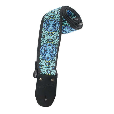 Henry Heller HJQ2-45 2" WOVEN JACQUARD WITH TRI GLIDE AND NYLON BACKING Blue Aqua