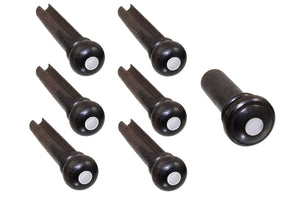 Allparts BP-2855-080 SLOTTED EBONY BRIDGE PINS Mother of Pearl Dot