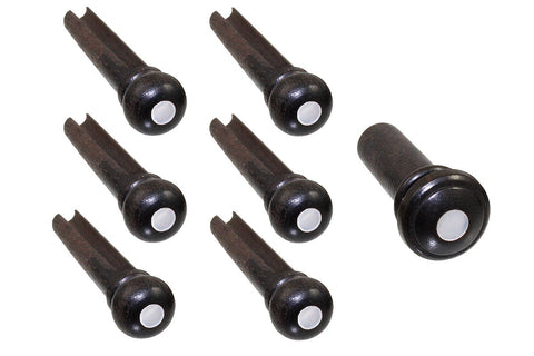 Allparts BP-2855-080 SLOTTED EBONY BRIDGE PINS Mother of Pearl Dot