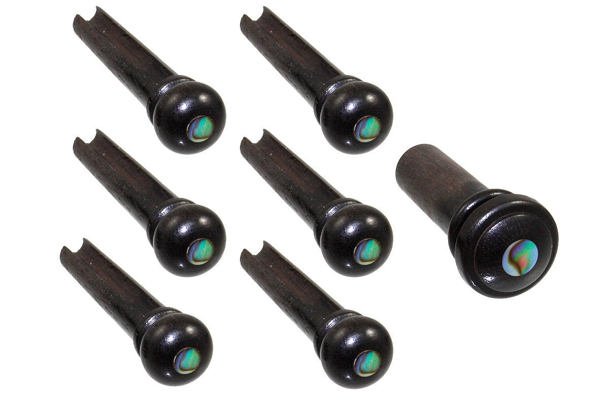 Allparts BP-2855-081 SLOTTED EBONY BRIDGE PINS Abalone Dot