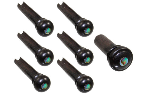 Allparts BP-2855-081 SLOTTED EBONY BRIDGE PINS Abalone Dot