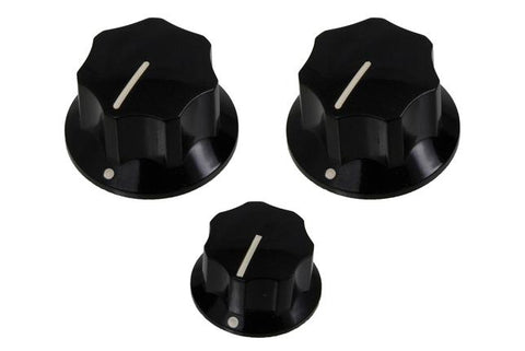 Allparts PK-0174-023  SET OF 3 KNOBS FOR JAZZ BASS® Black