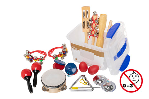 CPK-02 Children's percussion kit in transparent plastic box with sealable lid