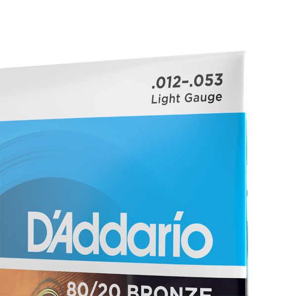 D'Addario 12-53 Light, 80/20 Bronze Acoustic Guitar Strings EJ11