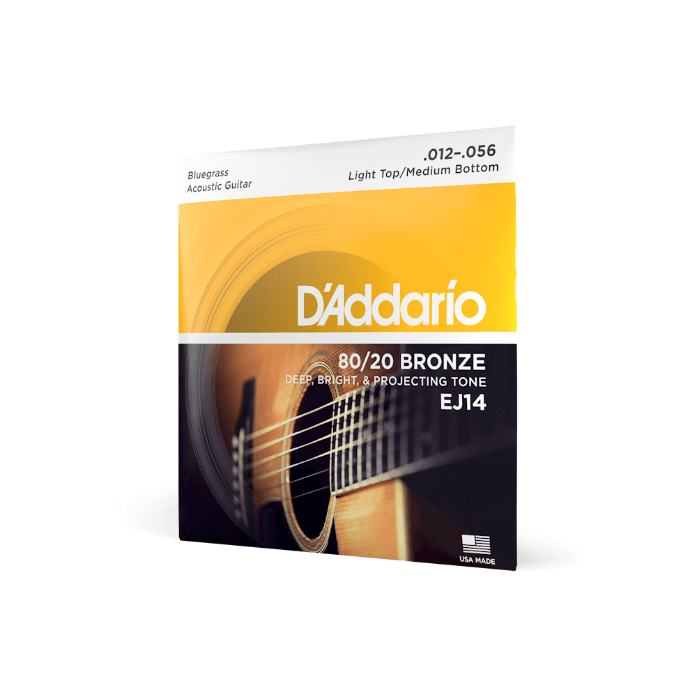 D'Addario EJ14 12-56 Light Top/Medium Bottom Bluegrass, 80/20 Bronze Acoustic Guitar Strings