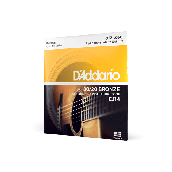 D'Addario EJ14 12-56 Light Top/Medium Bottom Bluegrass, 80/20 Bronze Acoustic Guitar Strings