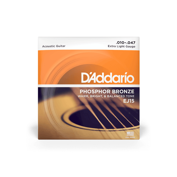 D'Addario EJ15 Phosphor Bronze Acoustic Guitar Strings, Extra Light Gauge