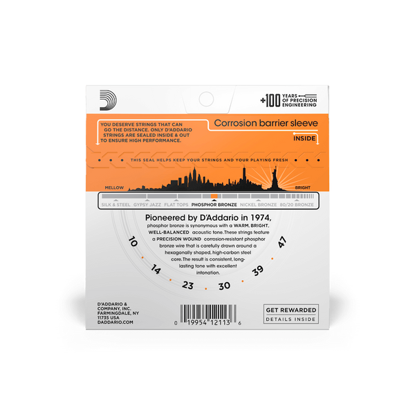 D'Addario EJ15 Phosphor Bronze Acoustic Guitar Strings, Extra Light Gauge