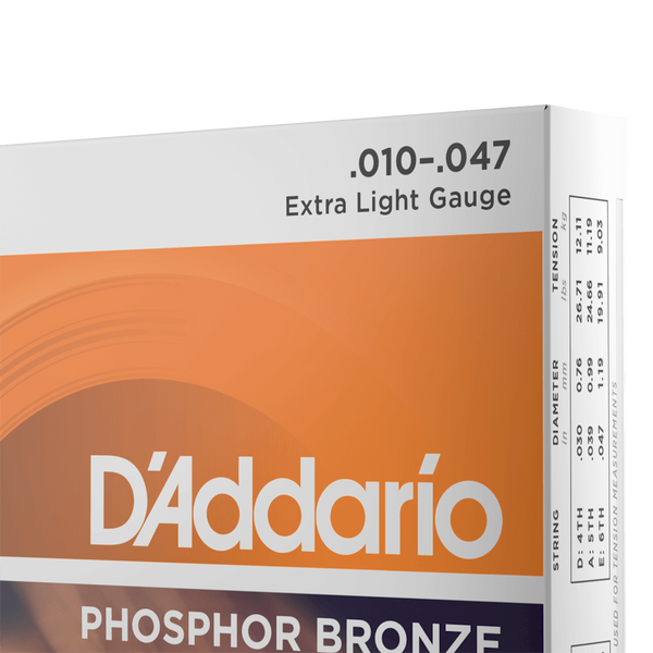 D'Addario EJ15 Phosphor Bronze Acoustic Guitar Strings, Extra Light Gauge