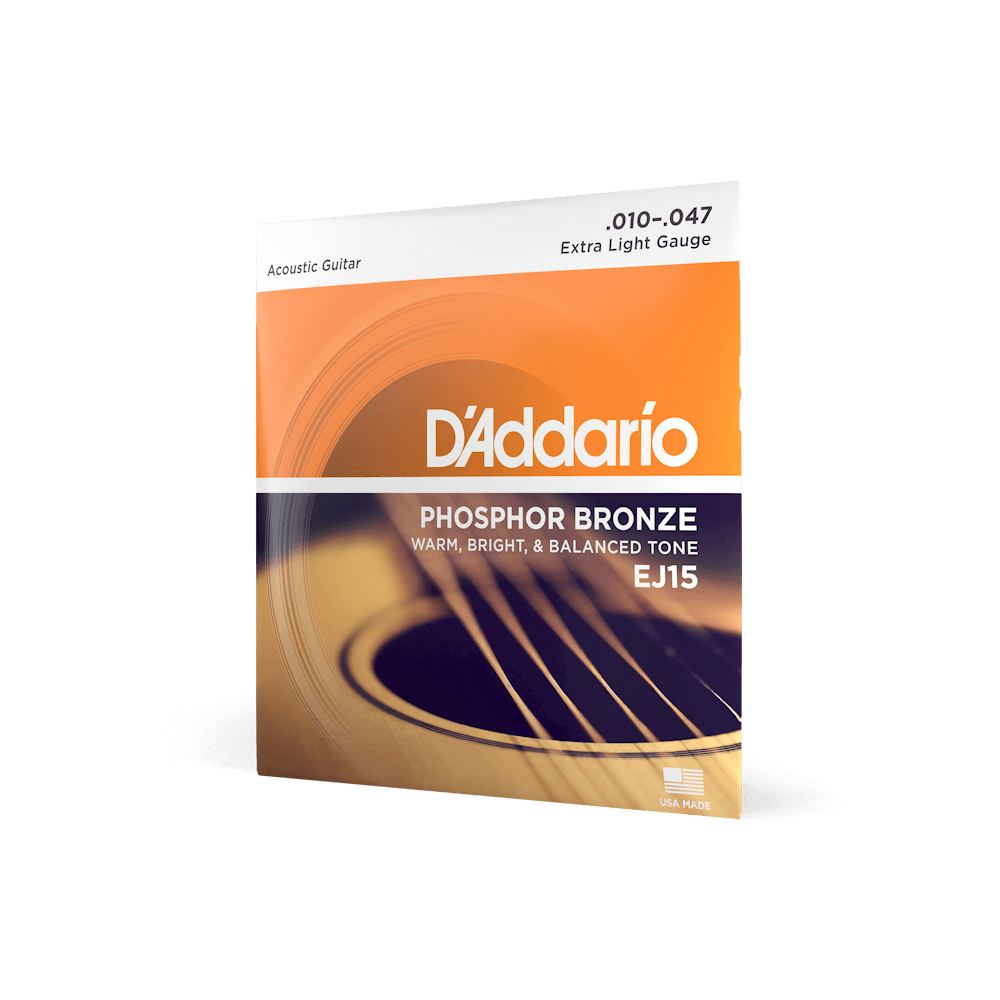 D'Addario EJ15 Phosphor Bronze Acoustic Guitar Strings, Extra Light Gauge