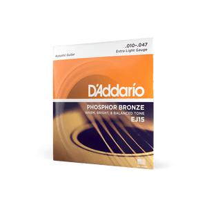 D'Addario EJ15 Phosphor Bronze Acoustic Guitar Strings, Extra Light Gauge