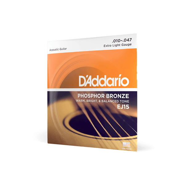 D'Addario EJ15 Phosphor Bronze Acoustic Guitar Strings, Extra Light Gauge