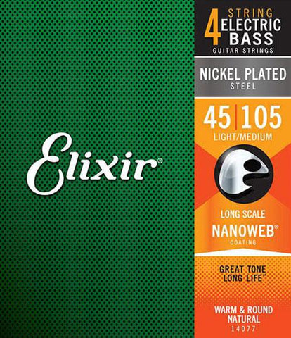 ELIXIR ELECTRIC BASS NICKEL PLATED STEEL WITH NANOWEB COATING MEDIUM 14077