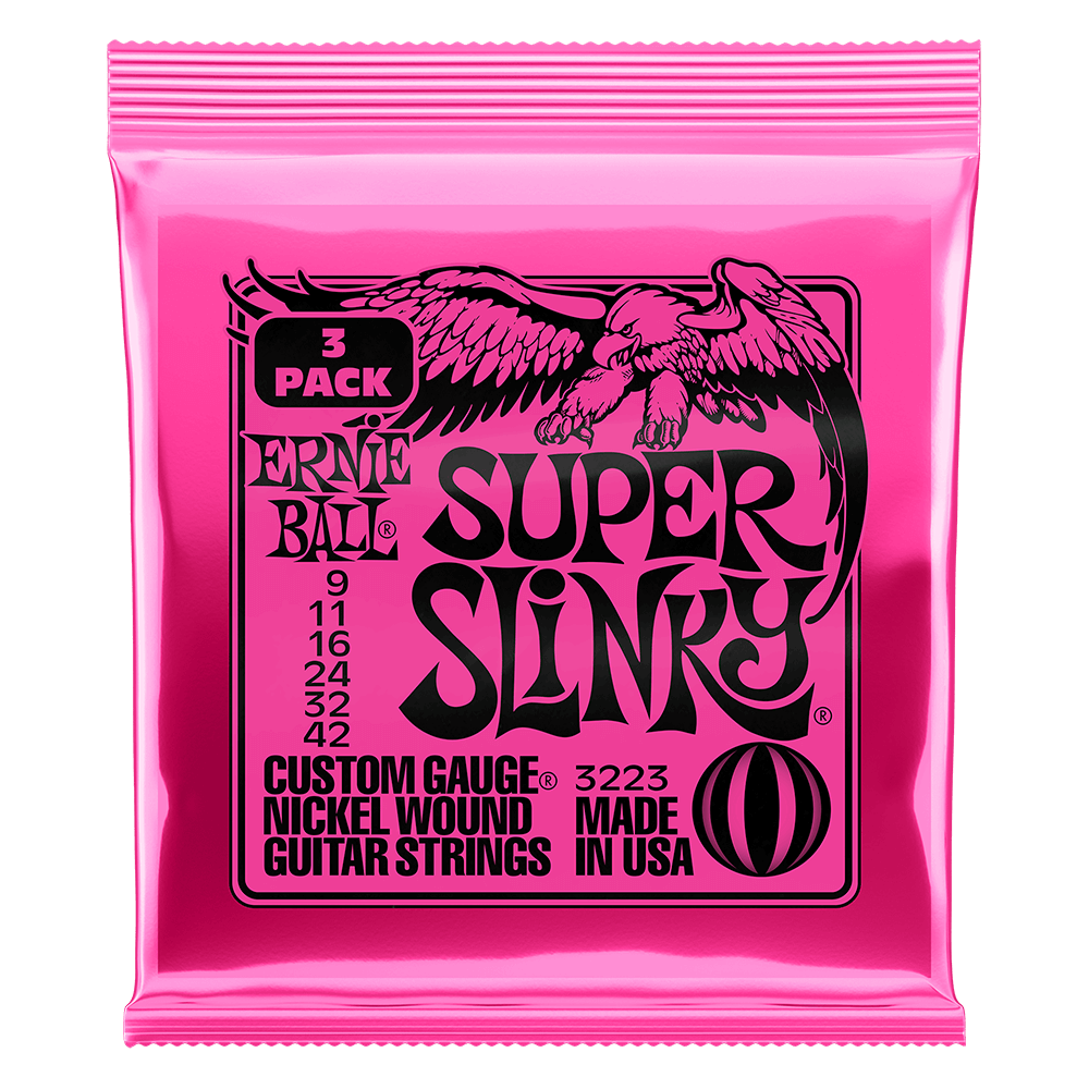 ERNIE BALL SUPER SLINKY NICKEL WOUND ELECTRIC GUITAR STRINGS 3 PACK - 9-42 GAUGE 3223