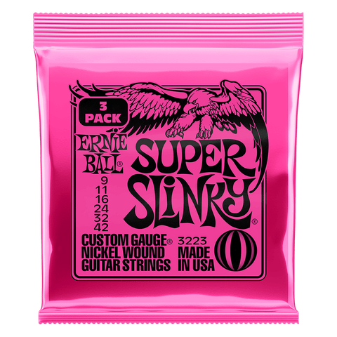 ERNIE BALL SUPER SLINKY NICKEL WOUND ELECTRIC GUITAR STRINGS 3 PACK - 9-42 GAUGE 3223