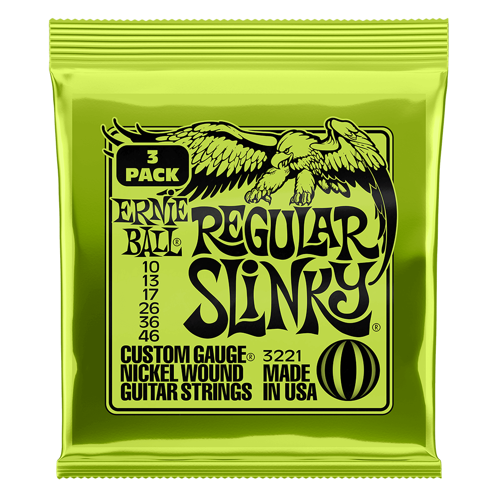 ERNIE BALL REGULAR SLINKY NICKEL WOUND ELECTRIC GUITAR STRINGS 3 PACK - 10-46 GAUGE 3221