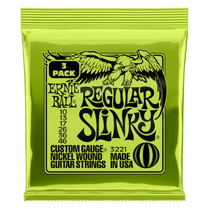 ERNIE BALL REGULAR SLINKY NICKEL WOUND ELECTRIC GUITAR STRINGS 3 PACK - 10-46 GAUGE 3221