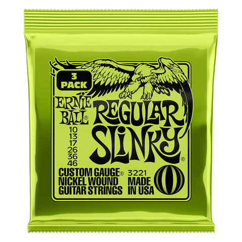 ERNIE BALL REGULAR SLINKY NICKEL WOUND ELECTRIC GUITAR STRINGS 3 PACK - 10-46 GAUGE 3221