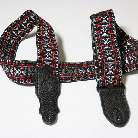 Franklin Strap Woven Folk Guitar Strap - Red F2-R-BK