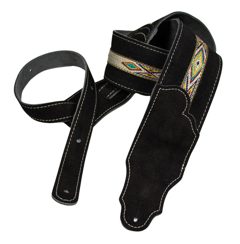 Franklin Strap Southwest Suede Guitar Strap - Black FSS-BK-SW 