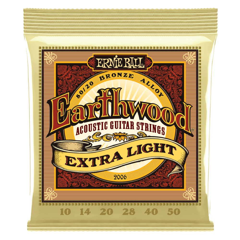 Ernie Ball 2006 Earthwood 80/20 Bronze Extra Light Acoustic Guitar Strings, .010 - .050