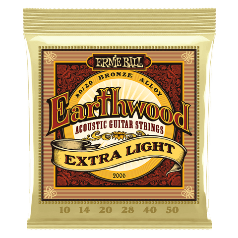 Ernie Ball 2006 Earthwood 80/20 Bronze Extra Light Acoustic Guitar Strings, .010 - .050