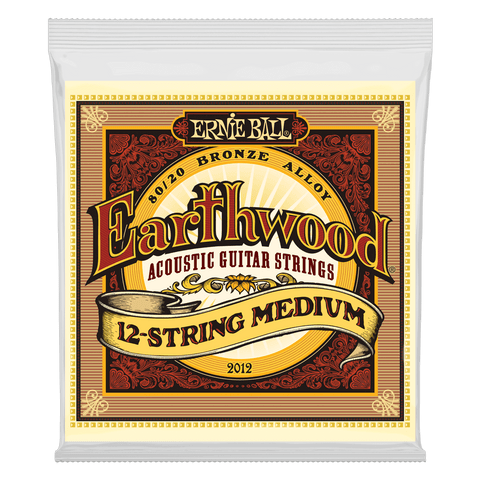 Ernie Ball 2012 Earthwood 80/20 12-String Medium Acoustic Guitar Strings, .011/.011 - .052/.028