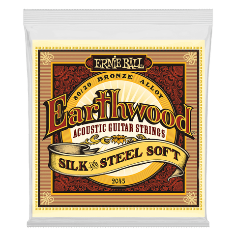 Ernie Ball 2045 Earthwood 80/20 Bronze Silk and Steel Soft Acoustic Guitar Strings (11-52)