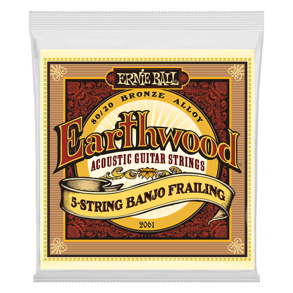 Ernie Ball 2061 Earthwood 80/20 Bronze 5-String Banjo Frailing Strings (10-24w)