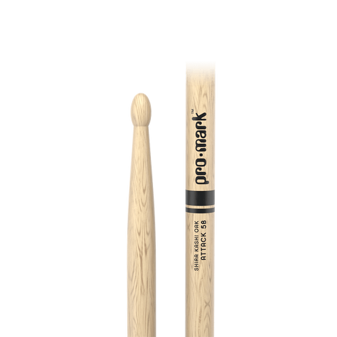 ProMark Classic Attack 5B Shira Kashi Oak Drumstick, Oval Wood Tip