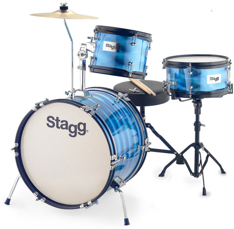Stagg TIM JR 3/16B BL 3-piece junior drum set with hardware, 8" / 10" / 16", blue