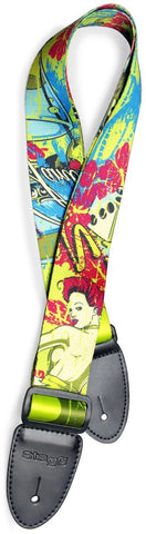 Stagg STEPOPGIRLGRE2 Terylene Guitar Strap with "Pop Girl" Pattern