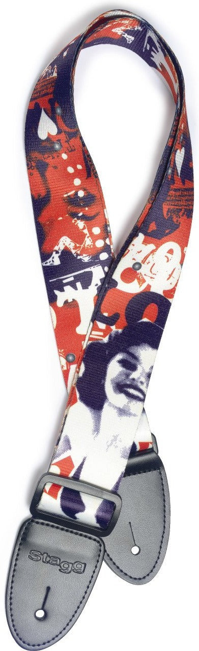 Stagg STEPOPGIRLRED1 Terylene Guitar Strap with "Pop Girl" Pattern