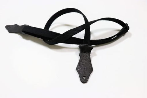 Franklin 5/8" Premium Cotton Ukulele Strap with Glove Leather Ends Black UK2-BK 