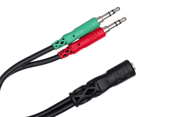 Hosa YMM-107 Headset/Mic Breakout Cable 3.5 mm TRRSF to Dual 3.5 mm TRS