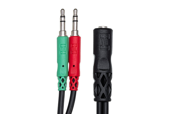 Hosa YMM-107 Headset/Mic Breakout Cable 3.5 mm TRRSF to Dual 3.5 mm TRS