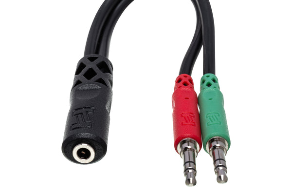Hosa YMM-107 Headset/Mic Breakout Cable 3.5 mm TRRSF to Dual 3.5 mm TRS