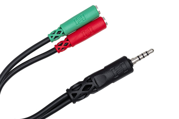 Hosa YMM-108 Headset/Mic Breakout Cable 3.5 mm TRRS to Dual 3.5 mm TRSF
